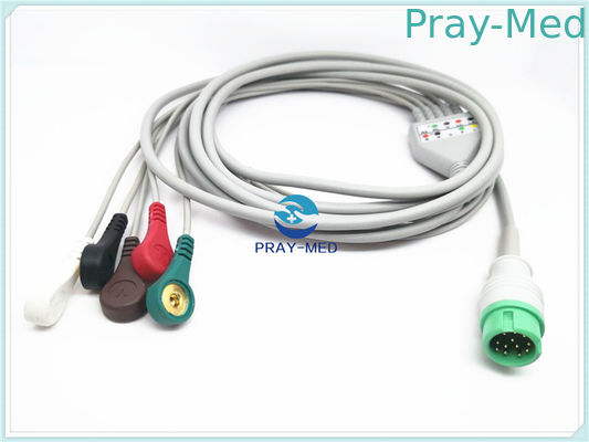ピン大人のEcgの12本のケーブルおよびリード線のあたりの5つの鉛のMindray Ecgケーブル、