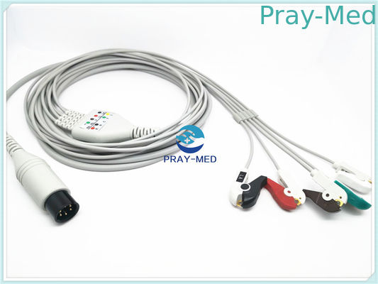 円形6 Pin Welch Allyn 5の鉛のZoll Ecgケーブル3.6mの灰色の白い色