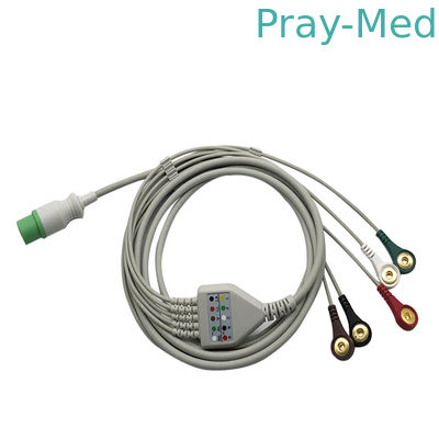 クラスII MEKのダイレクト接続の3/5の鉛6 Pin EcgケーブルTPUのジャケットのスナップ