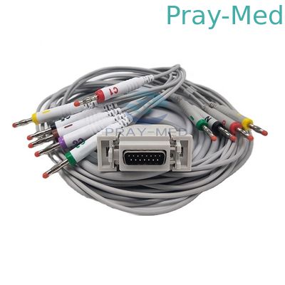 バナナ4.0が付いているSiemens/Hellige 10の鉛EKGケーブル3.6m AHA/IEC