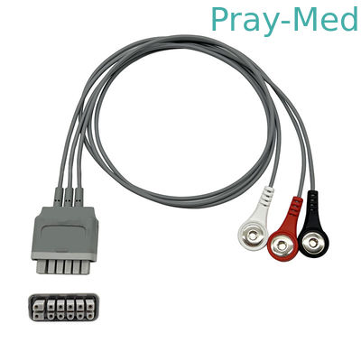 Mindray TM60/80 ECGの遠隔測定工学のEY6511Bの灰色TPU 0.9mを導線