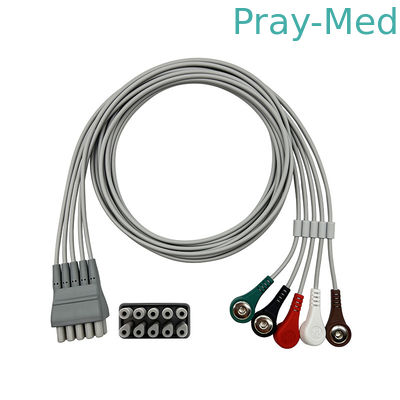 Welch Allyn ECGの鉛は5ワイヤー スナップ灰色TPUの双生児のピン コネクタ9293-059-50を置いた